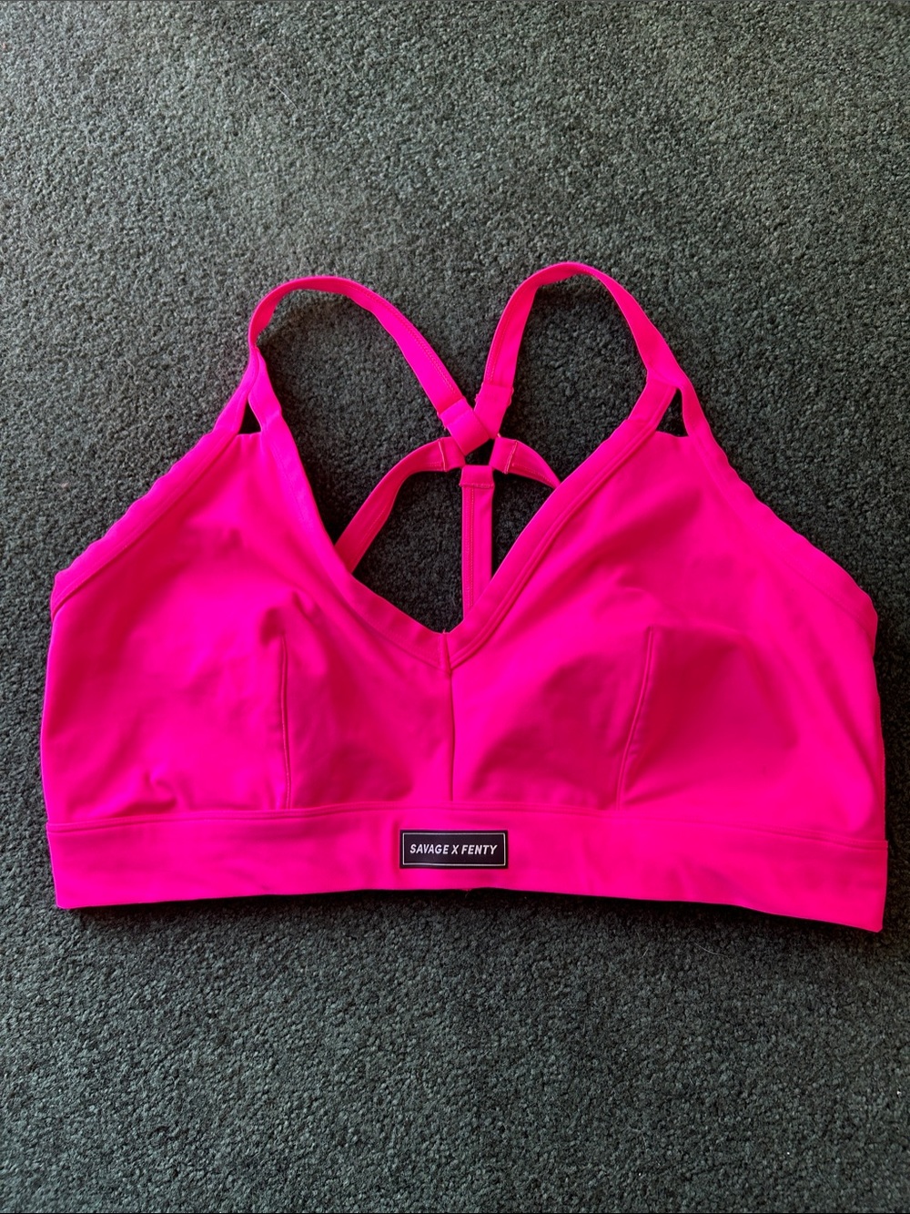 Savage X Fenty Neon Pink Crisscross Sports Bralette